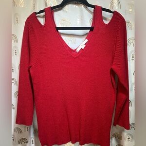 Boston Proper Bold Red V-Neck Sweater
